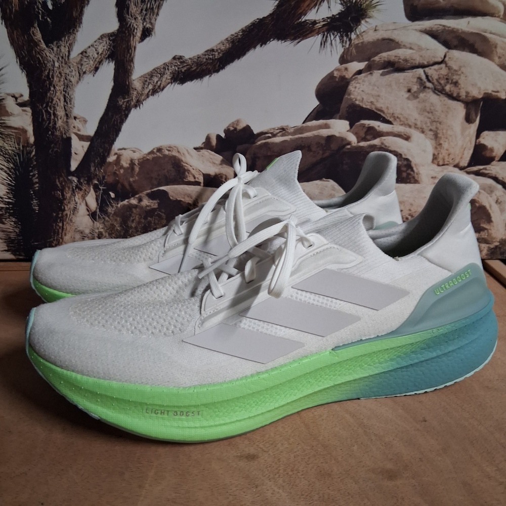 Adidas Ultraboost Light Mens Running Shoes White Green Blue HQ6340 Sz 15